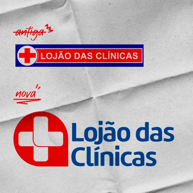 Rebranding Lojão das Clínicas: logo antiga e nova